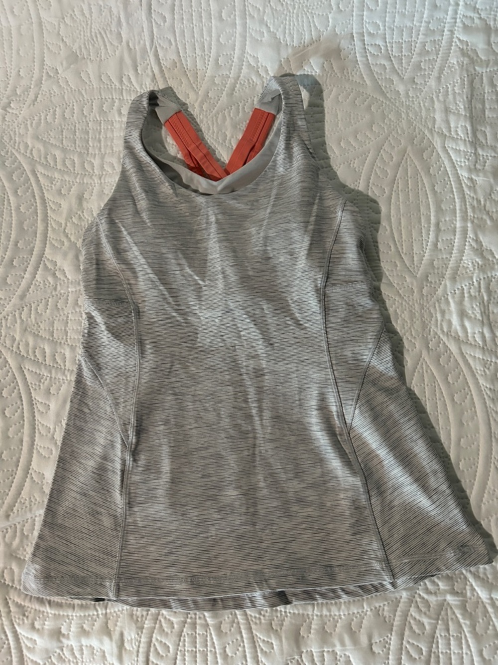 lululemon athletica Heather Gray Tank with Coral Racerback Sz: 8